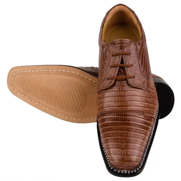 Jostin Genuine Leather Lizard Print Oxford Dress Shoes